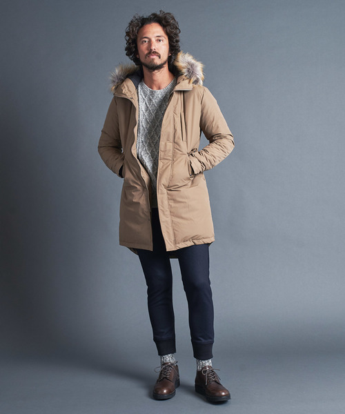 セール】NYLON FUR DOWN MODS COAT：ナイロン ファーダウン モッズ