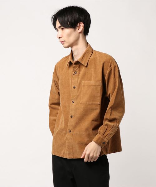 JUNRED（ジュンレッド）の「細コールリラックスシャツ（シャツ/ブラウス・メンズ・ベージュ/ネイビー/レンガ/ベージュ系その他・M/L/LL）」の2枚目の写真