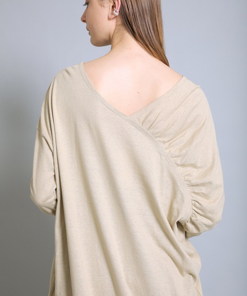 STAIR（ステア）の「【STAIR（ステア）】アシンメトリーカットチュニック（Tシャツ/カットソー・レディース・ベージュ/ブラック・FREE）」の22枚目の写真
