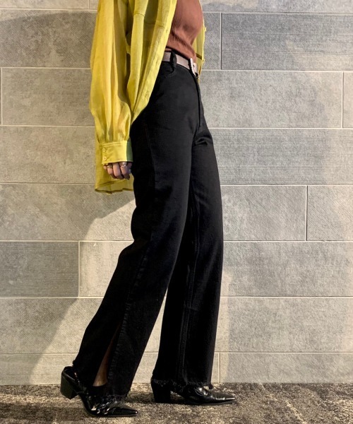 PAGEBOY（ページボーイ）の「サイドスリットジーンズ（デニムパンツ・レディース・ブラック/サックスブルー/インディゴブルー・25inch/26inch）」の11枚目の写真