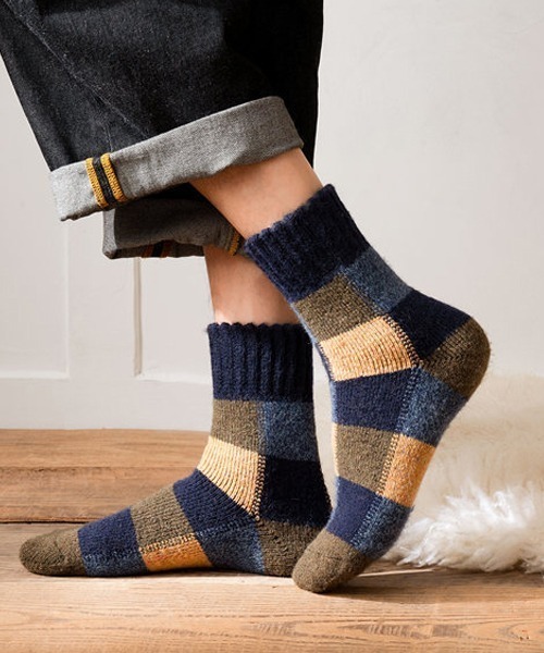 Fun & Daily（ファンアンドデイリー）の「F&D : ブロックパネルウインターソックス（ソックス/靴下・メンズ・ブラック/ブラウン/ネイビー/ベージュ/チャコールグレー/ブラック系その他・FREE）」の6枚目の写真