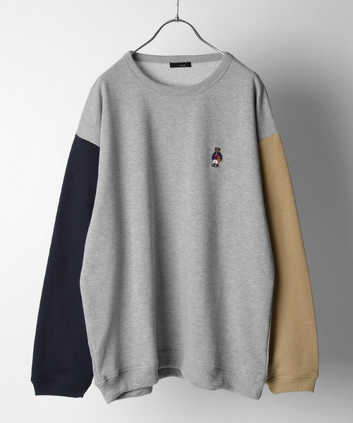 グニフニ さん くまちゃん コラージュ スウェット ZIP FIVE（ジップファイブ）の「裏毛くまちゃんワンポイント刺繍クルー