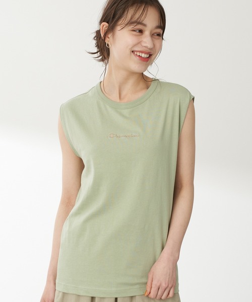 Champion（チャンピオン）の「Champion×earthフレンチプルオーバー ＊（Tシャツ/カットソー・レディース・ホワイト/ブラック/カーキ/モカ・FREE）」の4枚目の写真