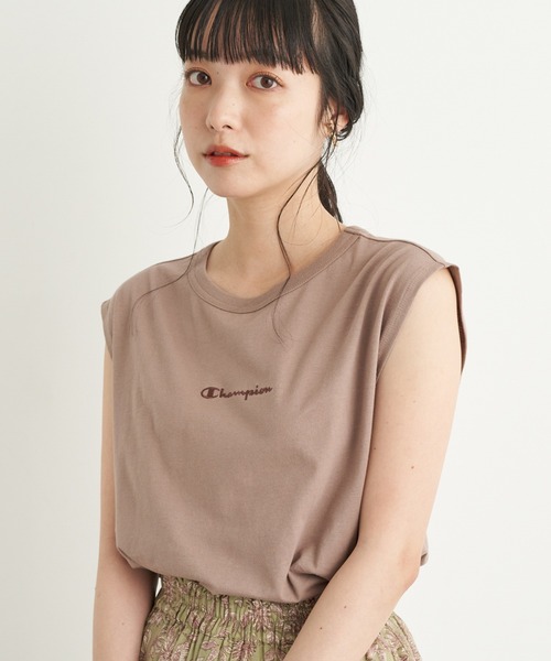 Champion（チャンピオン）の「Champion×earthフレンチプルオーバー ＊（Tシャツ/カットソー・レディース・ホワイト/ブラック/カーキ/モカ・FREE）」の3枚目の写真
