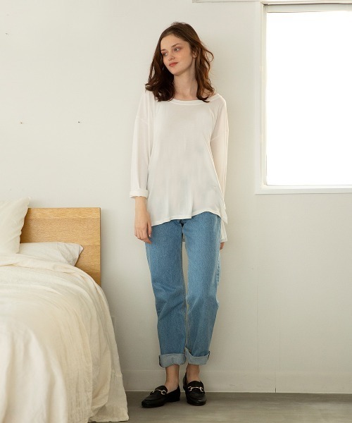 mangata（モンガータ）の「Slit long T-shirt（Tシャツ/カットソー・レディース・ホワイト・FREE）」の6枚目の写真