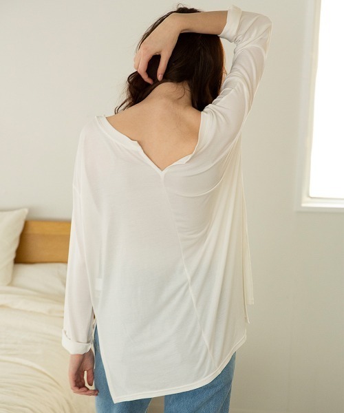 mangata（モンガータ）の「Slit long T-shirt（Tシャツ/カットソー・レディース・ホワイト・FREE）」の8枚目の写真