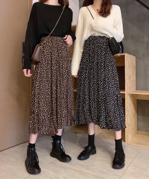 KOR（ケーオーアール）の「小花柄ロングスカート（スカート・レディース・ブラック/ブラウン・S/M/L/XL）」の16枚目の写真