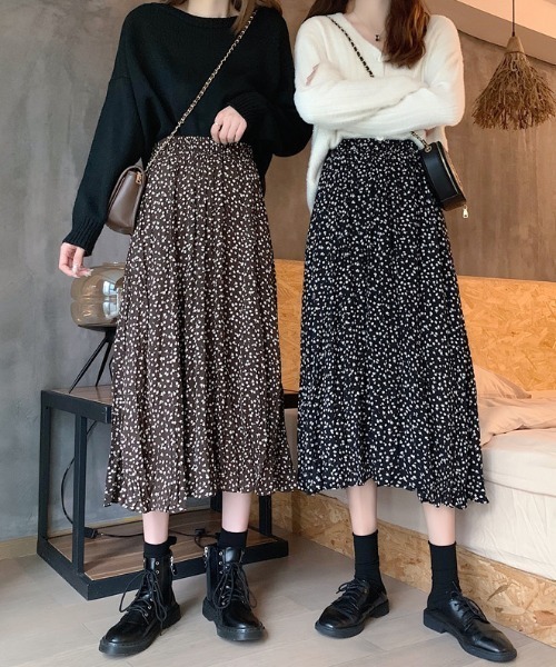 KOR（ケーオーアール）の「小花柄ロングスカート（スカート・レディース・ブラック/ブラウン・S/M/L/XL）」の13枚目の写真