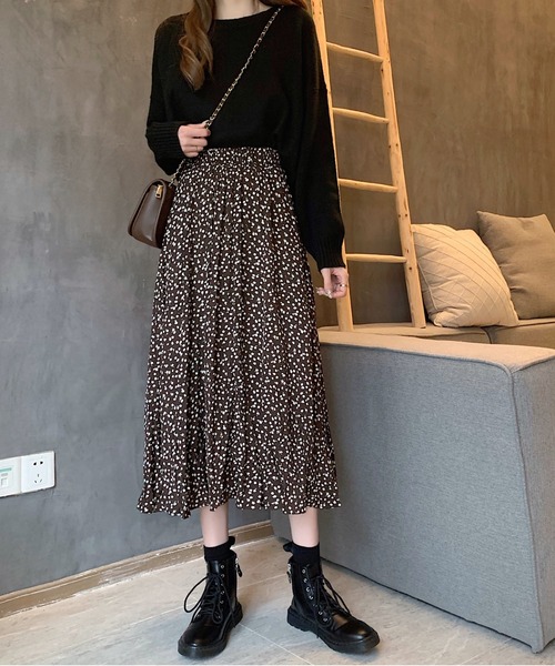 KOR（ケーオーアール）の「小花柄ロングスカート（スカート・レディース・ブラック/ブラウン・S/M/L/XL）」の15枚目の写真