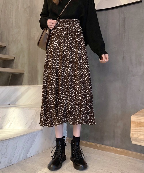 KOR（ケーオーアール）の「小花柄ロングスカート（スカート・レディース・ブラック/ブラウン・S/M/L/XL）」の11枚目の写真
