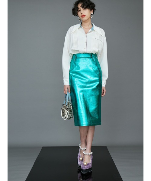 PAMEO POSE(パメオポーズ)の「Metallic Skirt(スカート・レディース・ブラック/シルバー/グリーン・S/M)」の19枚目の写真