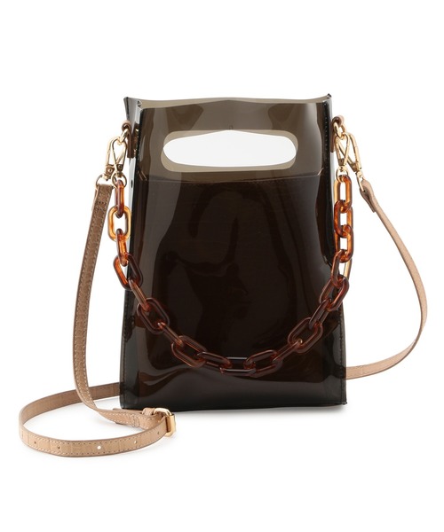 VIS（ビス）の「【10WAY】チェーンクリアバッグ（ショルダーバッグ・レディース・ブラック/ダークブラウン/その他・FREE）」の2枚目の写真