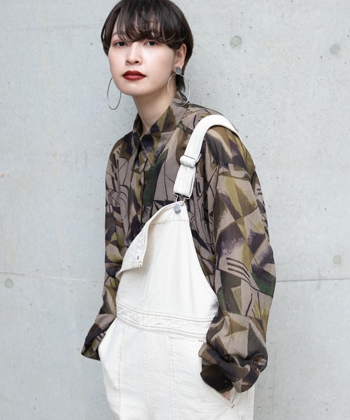 kutir(クティール)の「シアー柄シャツ(シャツ/ブラウス・レディース・ベージュ/ダークブルー/オレンジ・FREE)」の4枚目の写真