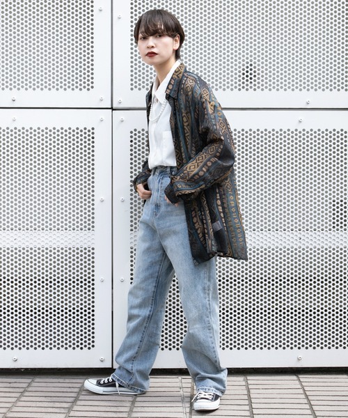 kutir(クティール)の「シアー柄シャツ(シャツ/ブラウス・レディース・ベージュ/ダークブルー/オレンジ・FREE)」の12枚目の写真