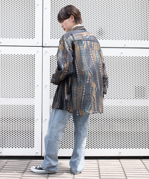 kutir(クティール)の「シアー柄シャツ(シャツ/ブラウス・レディース・ベージュ/ダークブルー/オレンジ・FREE)」の13枚目の写真