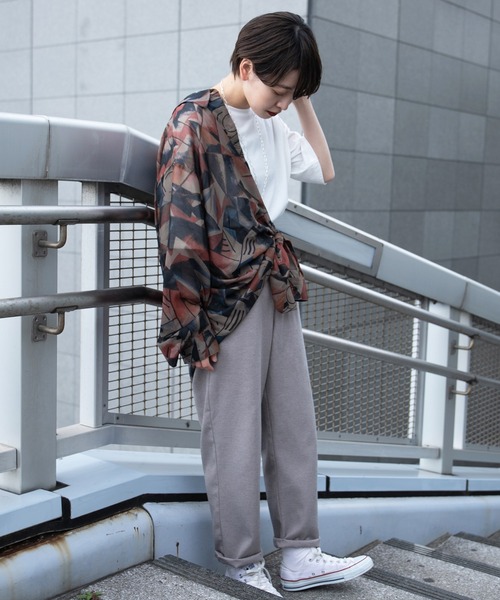 kutir(クティール)の「シアー柄シャツ(シャツ/ブラウス・レディース・ベージュ/ダークブルー/オレンジ・FREE)」の17枚目の写真