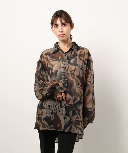 kutir(クティール)の「シアー柄シャツ(シャツ/ブラウス・レディース・ベージュ/ダークブルー/オレンジ・FREE)」の19枚目の写真