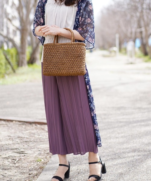 新品未使用】カゴ風バッグ 焦茶×パープル 新品未使用】カゴ風バッグ