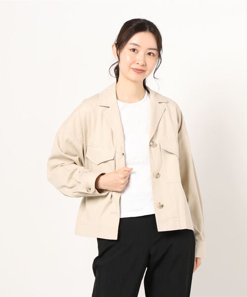 NANO universe（ナノユニバース）の「ミリタリーショートジャケット（ミリタリージャケット・レディース・ネイビー/カーキ/ベージュ・FREE）」の2枚目の写真