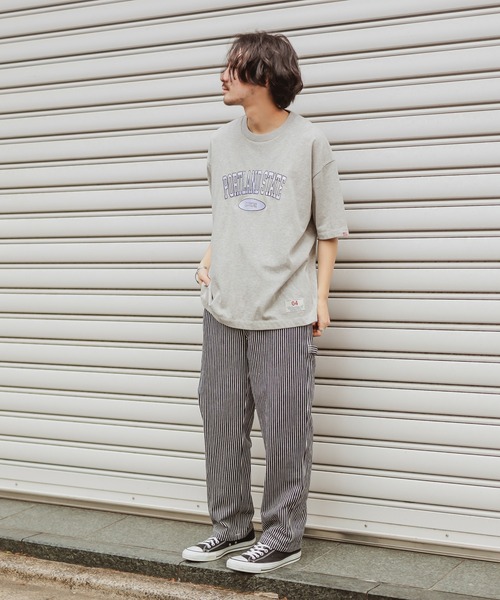 CIAOPANIC TYPY（チャオパニックティピー）の「USAコットンカレッジロゴ刺繍TEE（Tシャツ/カットソー・メンズ・グレー/オフホワイト/グリーン・MEDIUM/LARGE）」の6枚目の写真