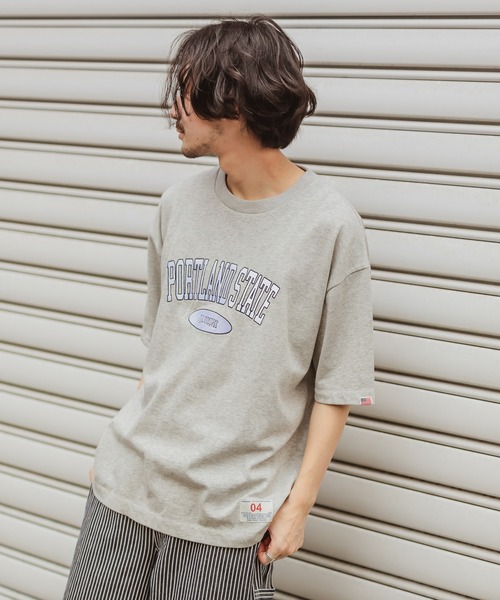 CIAOPANIC TYPY（チャオパニックティピー）の「USAコットンカレッジロゴ刺繍TEE（Tシャツ/カットソー・メンズ・グレー/オフホワイト/グリーン・MEDIUM/LARGE）」の19枚目の写真