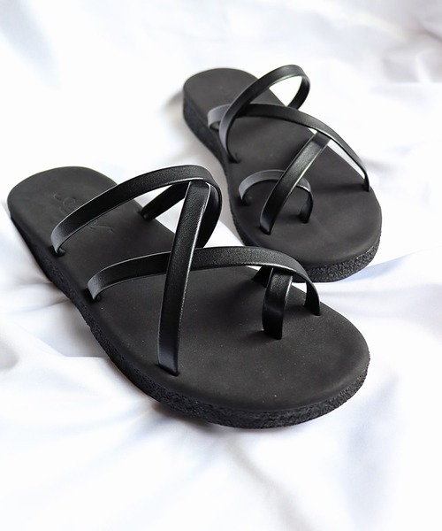 AAA+（サンエープラス）の「[軽量・滑りにくい]フラットコードトングコンフォートサンダル☆（サンダル・レディース・アイボリー/ブラック/ブラウン・S/M/L/LL）」の9枚目の写真