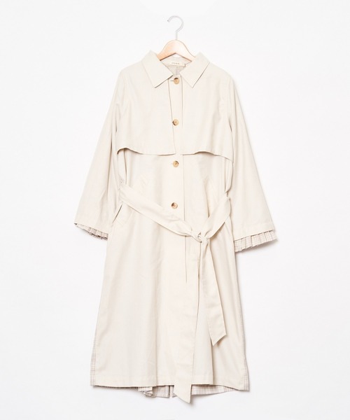 AS KNOW AS PINKY（アズノゥアズピンキー）の「チェックプリーツトレンチ（トレンチコート・レディース・ベージュ/オフホワイト・FREE）」の8枚目の写真