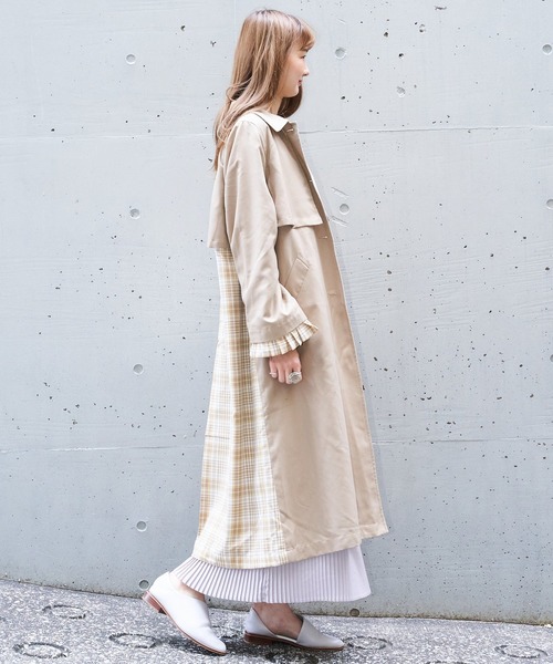 AS KNOW AS PINKY（アズノゥアズピンキー）の「チェックプリーツトレンチ（トレンチコート・レディース・ベージュ/オフホワイト・FREE）」の17枚目の写真