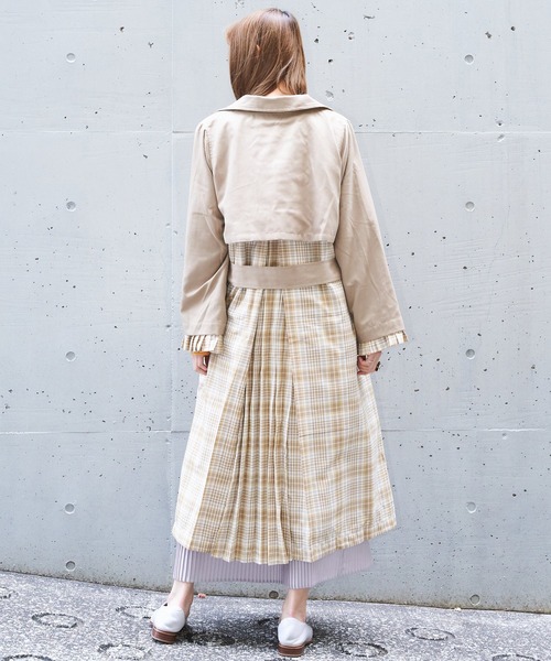 AS KNOW AS PINKY（アズノゥアズピンキー）の「チェックプリーツトレンチ（トレンチコート・レディース・ベージュ/オフホワイト・FREE）」の18枚目の写真