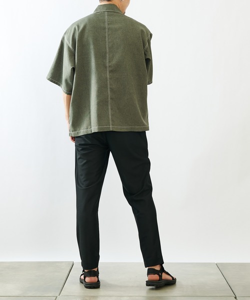 COLONY 2139（コロニートゥーワンスリーナイン）の「ポリトロステッチ配色ポケットBIG半袖シャツ/オーバーサイズ半袖シャツ(セットアップ可)（シャツ/ブラウス・メンズ・グレー/ブラック/カーキ・MEDIUM/LARGE）」の18枚目の写真