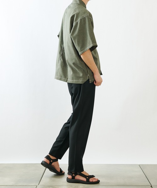 COLONY 2139（コロニートゥーワンスリーナイン）の「ポリトロステッチ配色ポケットBIG半袖シャツ/オーバーサイズ半袖シャツ(セットアップ可)（シャツ/ブラウス・メンズ・グレー/ブラック/カーキ・MEDIUM/LARGE）」の19枚目の写真