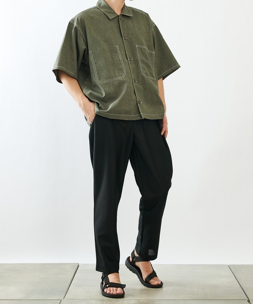 COLONY 2139（コロニートゥーワンスリーナイン）の「ポリトロステッチ配色ポケットBIG半袖シャツ/オーバーサイズ半袖シャツ(セットアップ可)（シャツ/ブラウス・メンズ・グレー/ブラック/カーキ・MEDIUM/LARGE）」の20枚目の写真