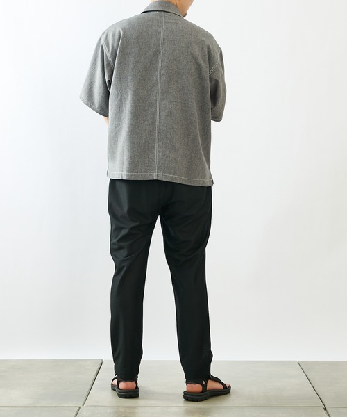 COLONY 2139（コロニートゥーワンスリーナイン）の「ポリトロステッチ配色ポケットBIG半袖シャツ/オーバーサイズ半袖シャツ(セットアップ可)（シャツ/ブラウス・メンズ・グレー/ブラック/カーキ・MEDIUM/LARGE）」の7枚目の写真