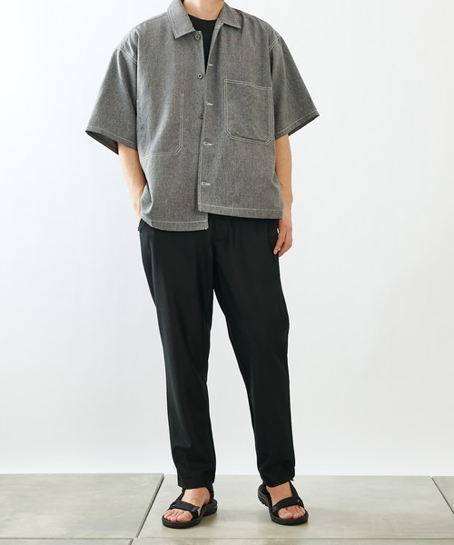 COLONY 2139（コロニートゥーワンスリーナイン）の「ポリトロステッチ配色ポケットBIG半袖シャツ/オーバーサイズ半袖シャツ(セットアップ可)（シャツ/ブラウス・メンズ・グレー/ブラック/カーキ・MEDIUM/LARGE）」の9枚目の写真