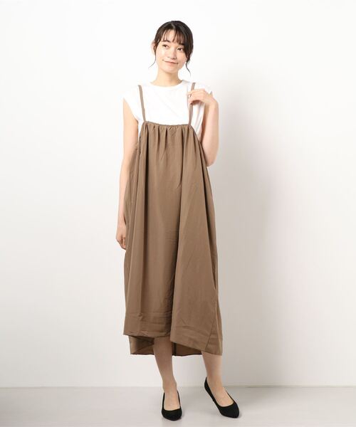 ehka sopo（エヘカソポ）の「無地Tシャツ付き柄キャミワンピースセット（ワンピース・レディース・サックスブルー/ブラウン/ミント・ﾌﾘ-）」の2枚目の写真