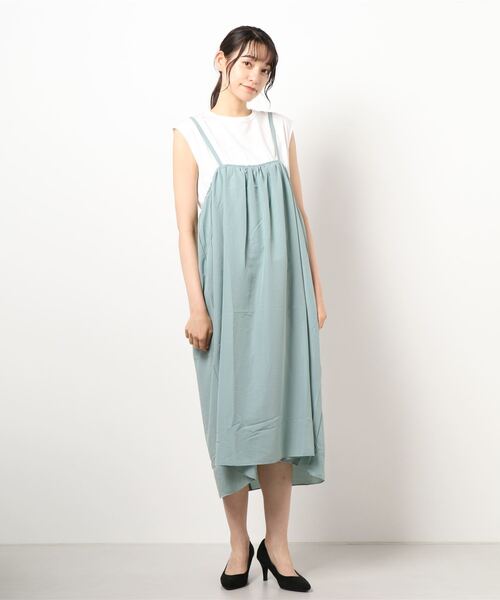 ehka sopo（エヘカソポ）の「無地Tシャツ付き柄キャミワンピースセット（ワンピース・レディース・サックスブルー/ブラウン/ミント・ﾌﾘ-）」の3枚目の写真