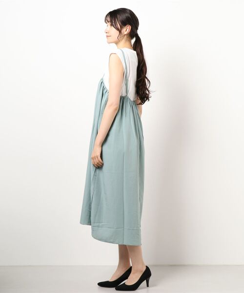 ehka sopo（エヘカソポ）の「無地Tシャツ付き柄キャミワンピースセット（ワンピース・レディース・サックスブルー/ブラウン/ミント・ﾌﾘ-）」の5枚目の写真