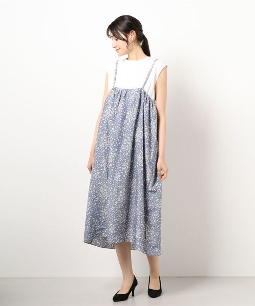 ehka sopo（エヘカソポ）の「無地Tシャツ付き柄キャミワンピースセット（ワンピース・レディース・サックスブルー/ブラウン/ミント・ﾌﾘ-）」の6枚目の写真