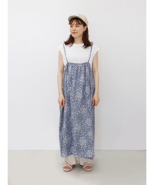 ehka sopo（エヘカソポ）の「無地Tシャツ付き柄キャミワンピースセット（ワンピース・レディース・サックスブルー/ブラウン/ミント・ﾌﾘ-）」の9枚目の写真