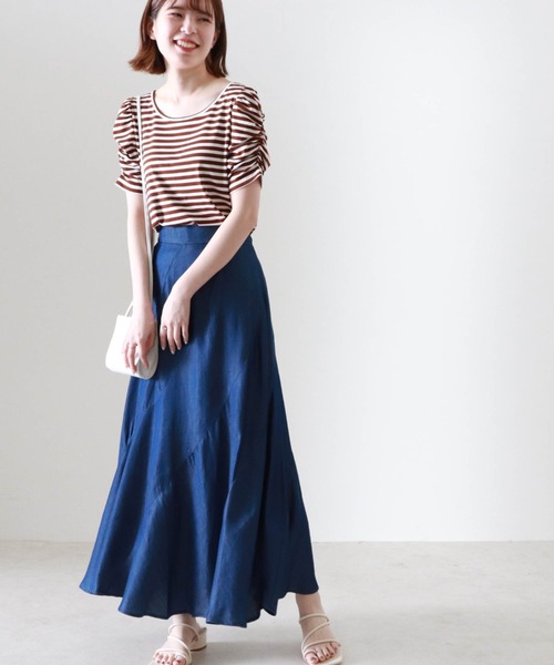Cheek(チーク)の「パワショルボーダー半袖TOPS(Tシャツ/カットソー・レディース・ブラウン/ブラック×ホワイト/ネイビー×ホワイト・MEDIUM)」の22枚目の写真