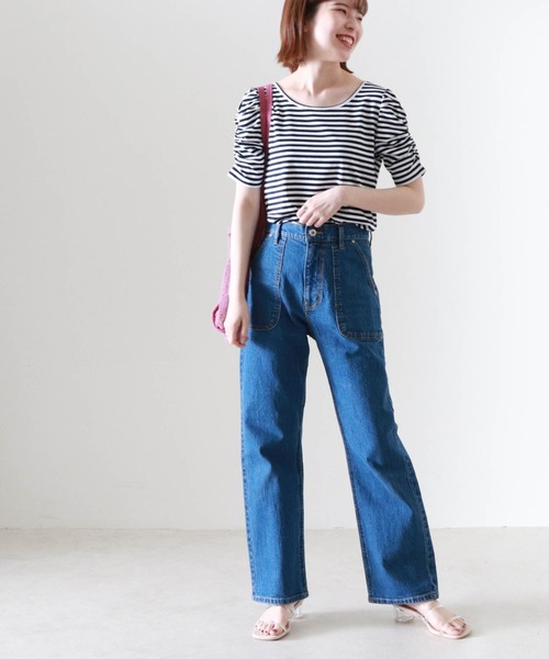 Cheek(チーク)の「パワショルボーダー半袖TOPS(Tシャツ/カットソー・レディース・ブラウン/ブラック×ホワイト/ネイビー×ホワイト・MEDIUM)」の9枚目の写真