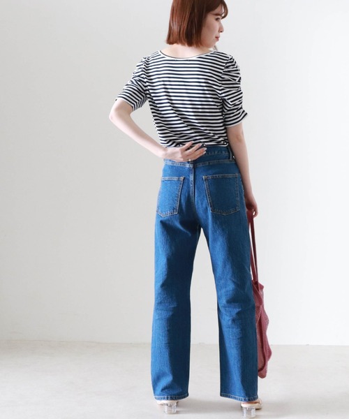 Cheek(チーク)の「パワショルボーダー半袖TOPS(Tシャツ/カットソー・レディース・ブラウン/ブラック×ホワイト/ネイビー×ホワイト・MEDIUM)」の11枚目の写真