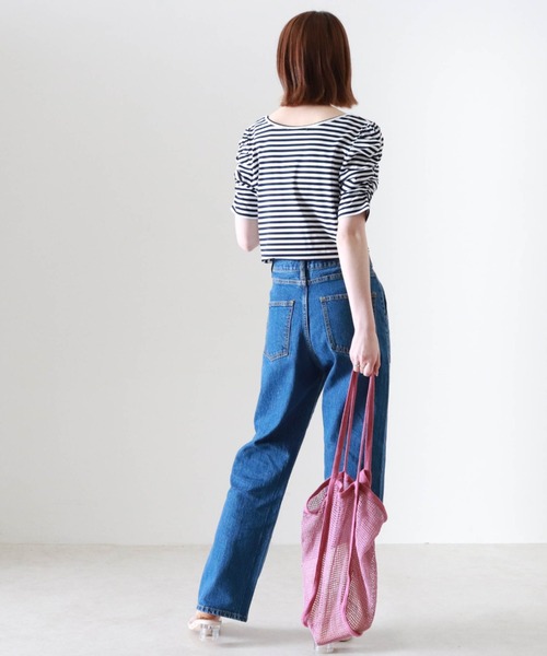 Cheek(チーク)の「パワショルボーダー半袖TOPS(Tシャツ/カットソー・レディース・ブラウン/ブラック×ホワイト/ネイビー×ホワイト・MEDIUM)」の15枚目の写真