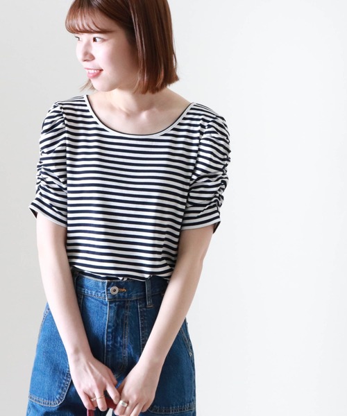 Cheek(チーク)の「パワショルボーダー半袖TOPS(Tシャツ/カットソー・レディース・ブラウン/ブラック×ホワイト/ネイビー×ホワイト・MEDIUM)」の14枚目の写真