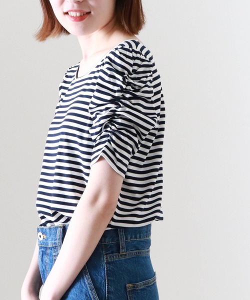 Cheek(チーク)の「パワショルボーダー半袖TOPS(Tシャツ/カットソー・レディース・ブラウン/ブラック×ホワイト/ネイビー×ホワイト・MEDIUM)」の17枚目の写真