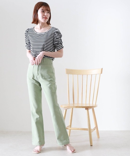 Cheek(チーク)の「パワショルボーダー半袖TOPS(Tシャツ/カットソー・レディース・ブラウン/ブラック×ホワイト/ネイビー×ホワイト・MEDIUM)」の18枚目の写真