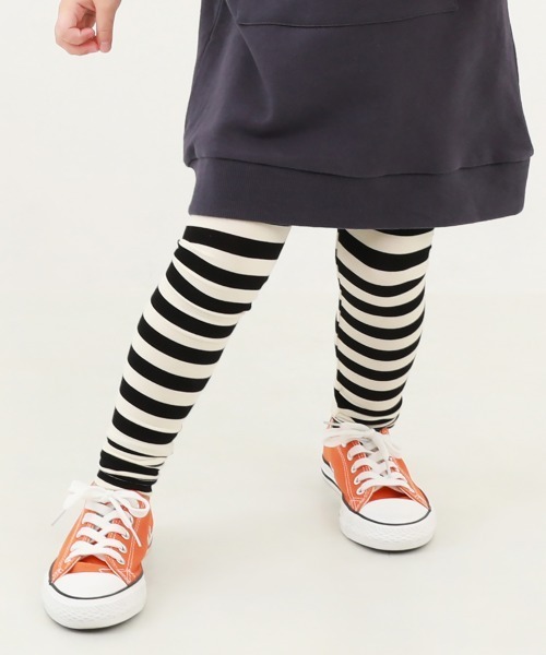 devirock(デビロック)の「10分丈天使のレギンス(レギンス/スパッツ・キッズ・ダークネイビー/ホワイト/ヘザーチャコール/杢グレー/ブラック系その他/ブラック×ホワイト/モカ/ブラック/ネイビー/アイボリー/パープル系・100cm/110cm/120cm/130cm/140cm/150cm/80cm/90cm/160cm)」の4枚目の写真