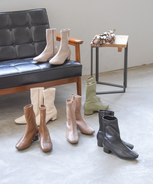 NOFALL(ノーフォール)の「スクエアトゥストレッチミディアムブーツ(ブーツ・レディース・ブラック/アイボリー/モカ/グレー系その他/グリーン系その他/グレイッシュベージュ・LL/3L/SS/S/M/L)」の15枚目の写真