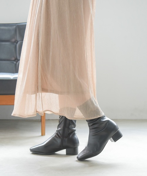 NOFALL(ノーフォール)の「スクエアトゥストレッチミディアムブーツ(ブーツ・レディース・ブラック/アイボリー/モカ/グレー系その他/グリーン系その他/グレイッシュベージュ・LL/3L/SS/S/M/L)」の22枚目の写真
