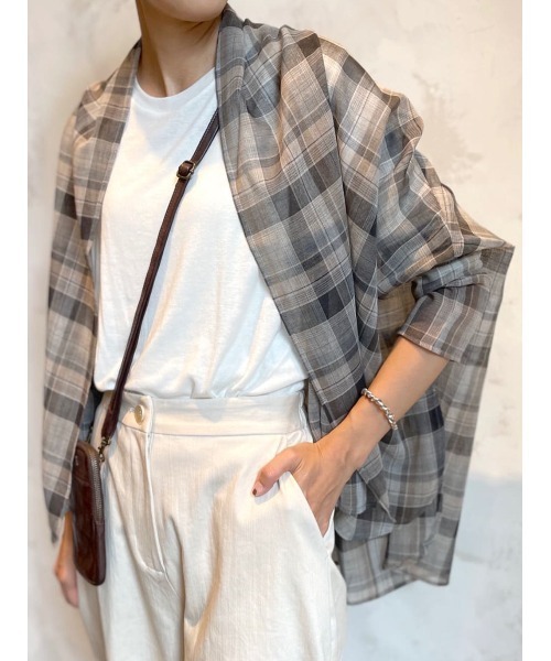 予約販売 BEARDSLEY（ビアズリー）の「着るストール・チェックハオリ トップス